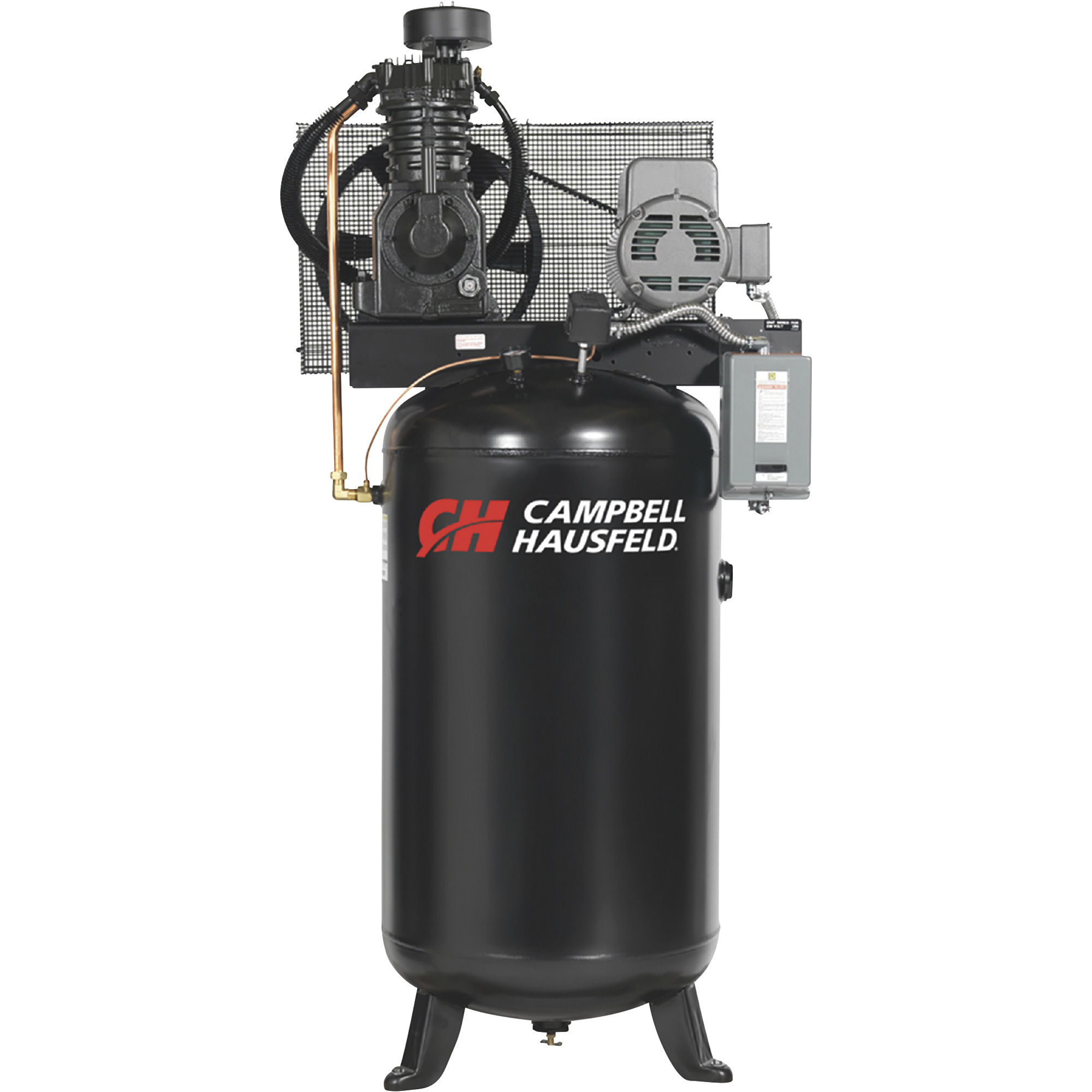 Campbell Hausfeld Two-Stage Air Compressor, 5 HP, 208-230/460 Volt, 3 Phase, 80 Gallon, 16.6 CFM @ 175 PSI, Model# CE7051